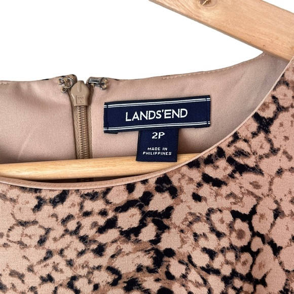 Lands End Womens Petites Scuba Knit Leopard Print Sheath Dress Size 2 P 2P - Picture 6 of 7
